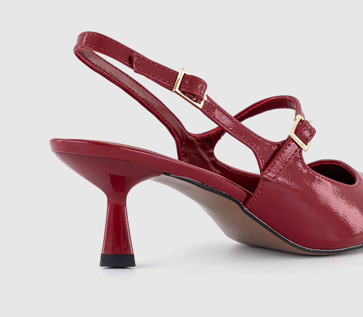 OFFICEMorello Strap Detail Kitten Heels Court OFFICEMorello Strap Detail Kitten Heels CourtRed Patent