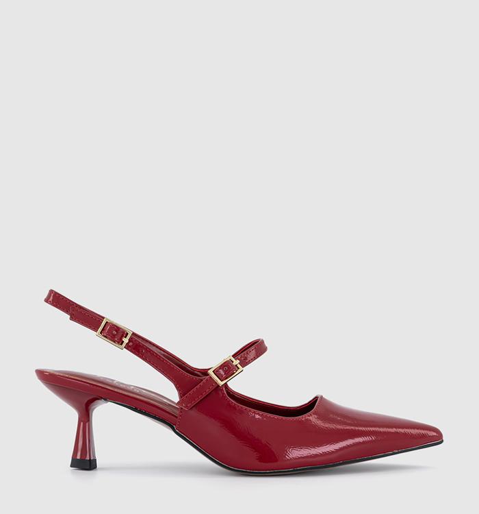 OFFICE Morello Strap Detail Kitten Heels Court Red Patent