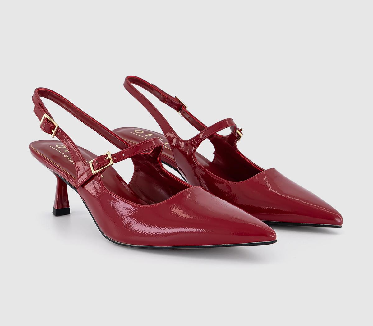 OFFICEMorello Strap Detail Kitten Heels CourtRed Patent