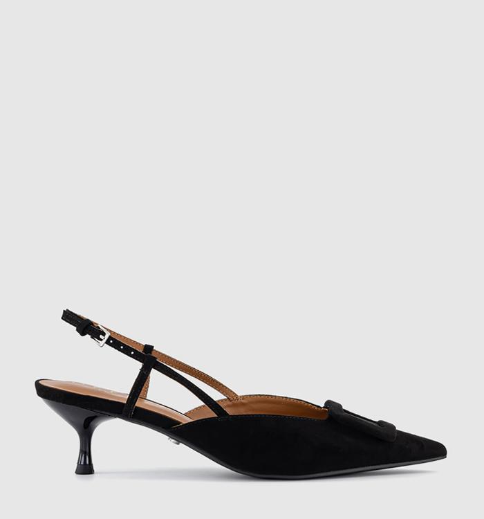 OFFICE Masquerade Covered Trim Slingback Court Heels Black Mid Heels