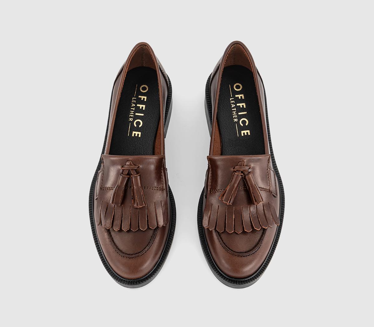OFFICEFizzy Tassel Fringe LoafersBrown Leather