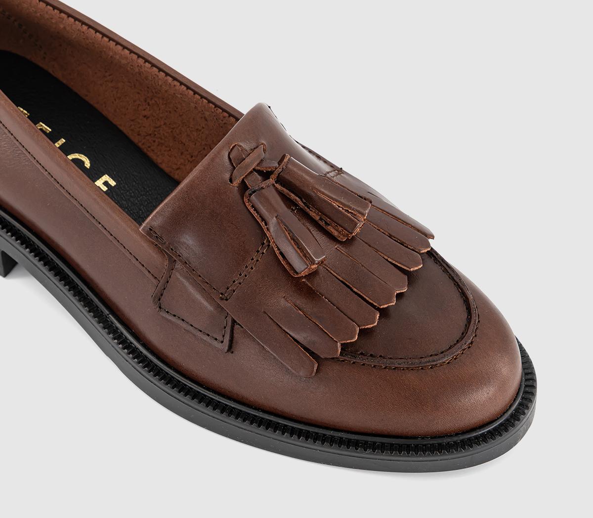 OFFICEFizzy Tassel Fringe LoafersBrown Leather