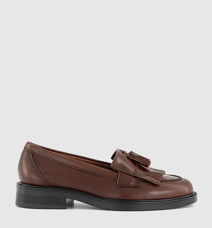 OFFICE Fizzy Tassel Fringe Loafers Brown Leather
