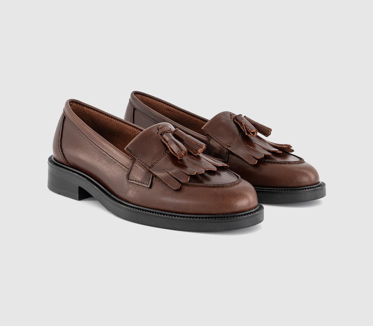OFFICEFizzy Tassel Fringe LoafersBrown Leather