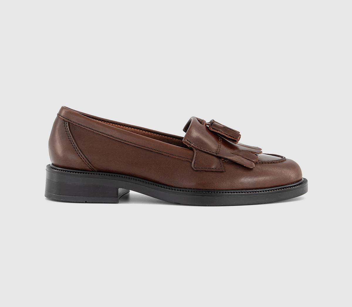 OFFICEFizzy Tassel Fringe LoafersBrown Leather
