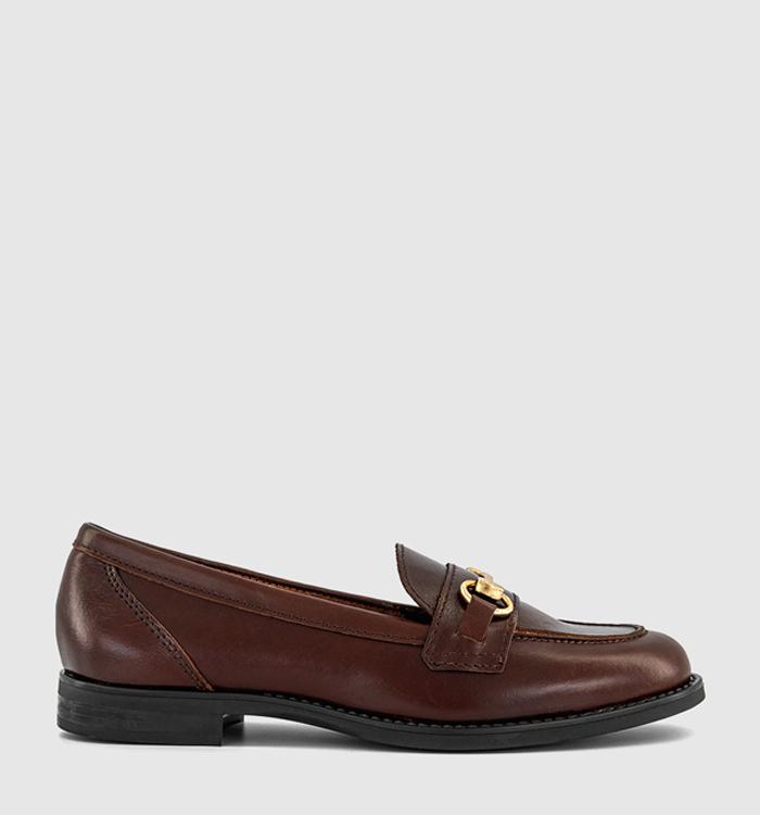 OFFICE Fountain Snaffle Trim Loafers Brown Leather