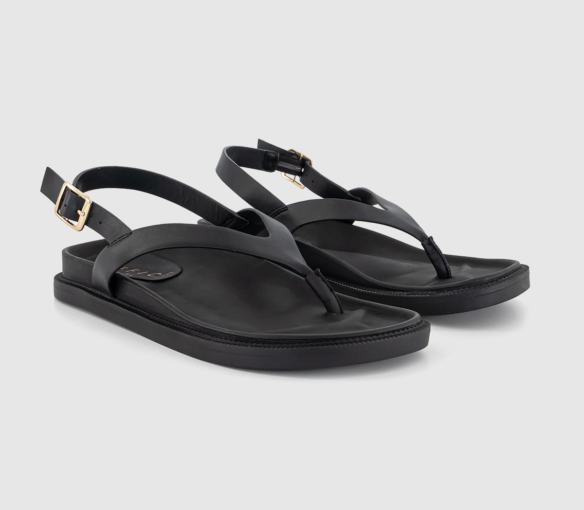 OFFICESamurai Toe Post Slingback Footbed Sandals OFFICESamurai Toe Post Slingback Footbed SandalsBlack