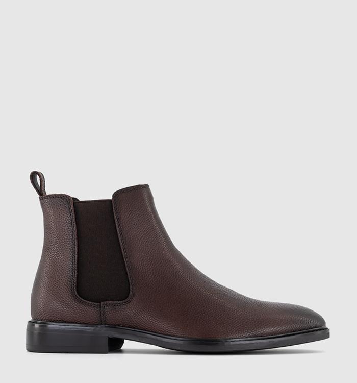OFFICE Broadway Chelsea Boots Chocolate Brown Tumbled Leather