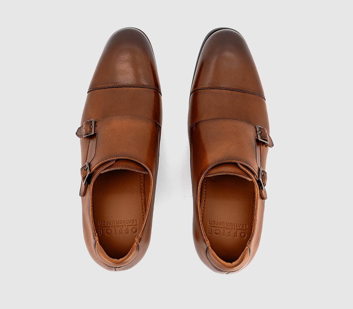 OFFICE Michal Double Strap Monk Shoes OFFICE Michal Double Strap Monk Shoes Tan Leather