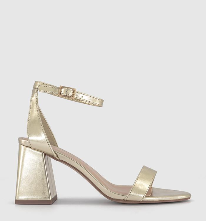 OFFICE Meadow Two Part Flared Heel Sandals Gold