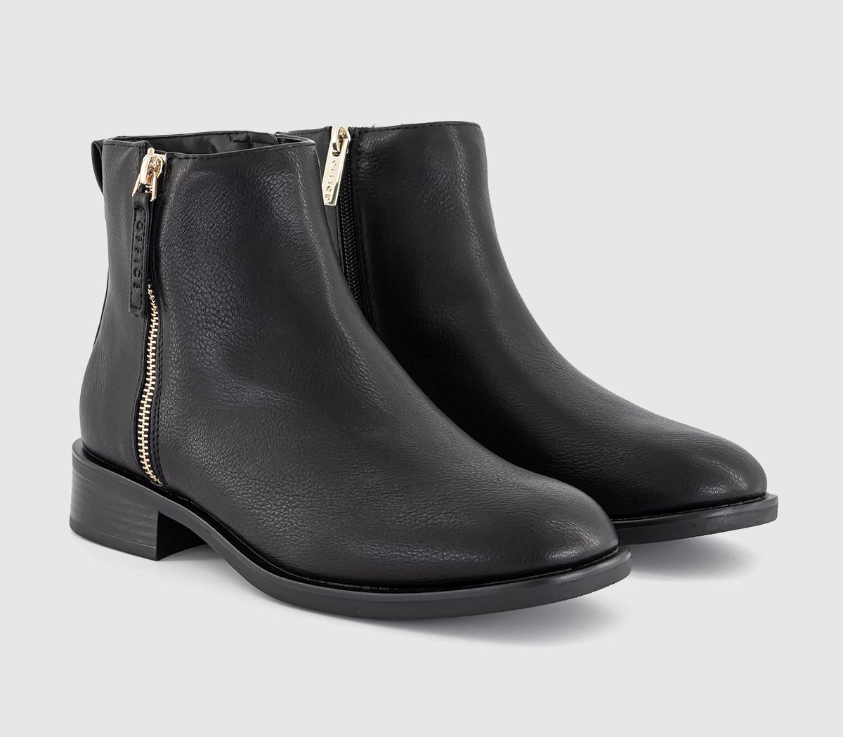 OFFICEAubrey Zip Detail Flat Ankle Boots OFFICEAubrey Zip Detail Flat Ankle BootsBlack