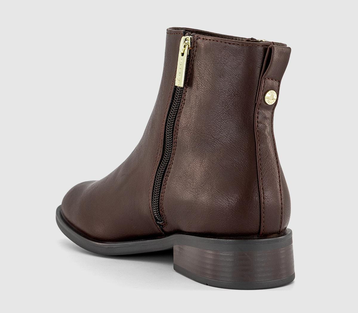 OFFICEAubrey  Zip Detail Flat Ankle BootsBrown