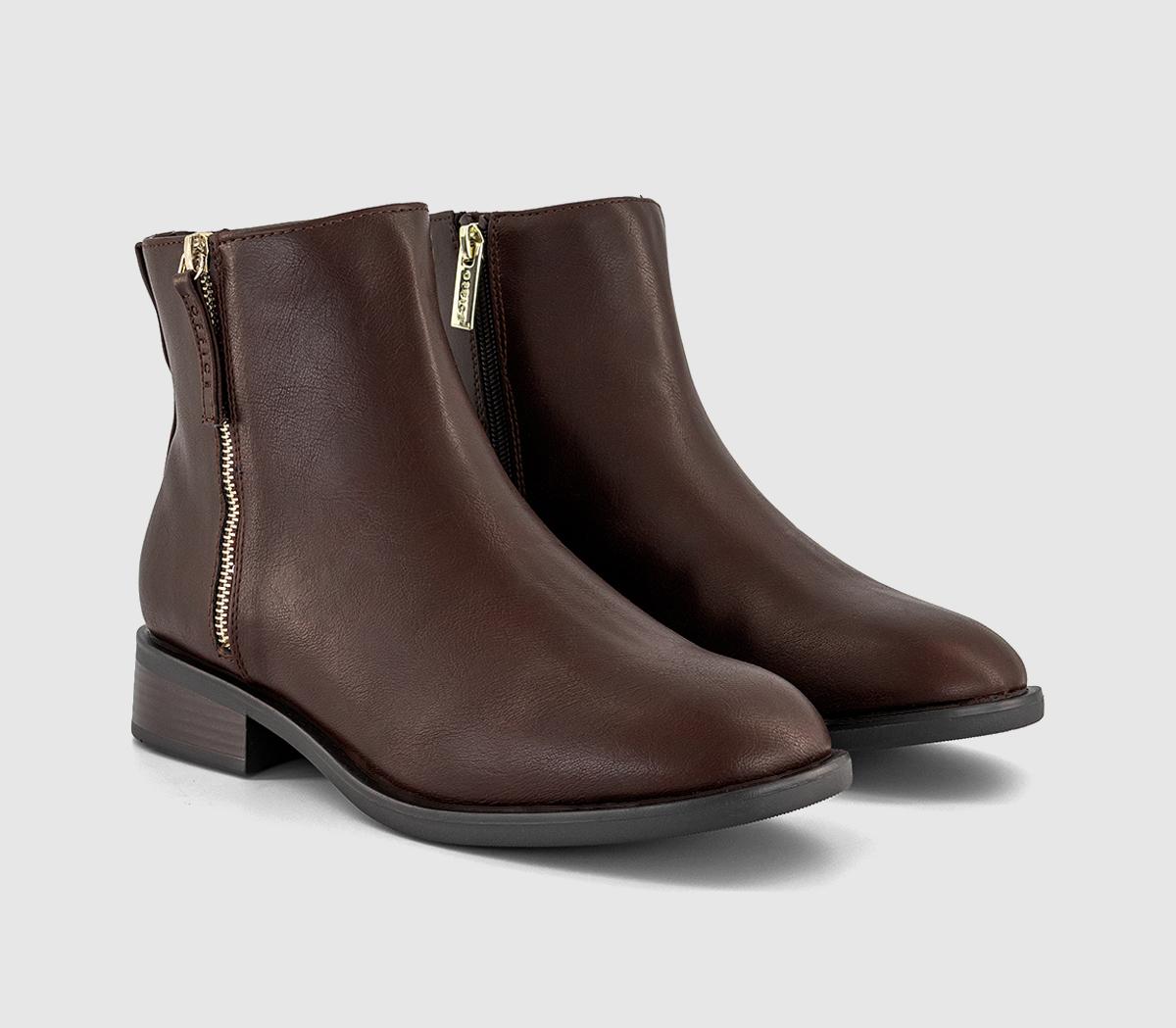 OFFICEAubrey  Zip Detail Flat Ankle BootsBrown