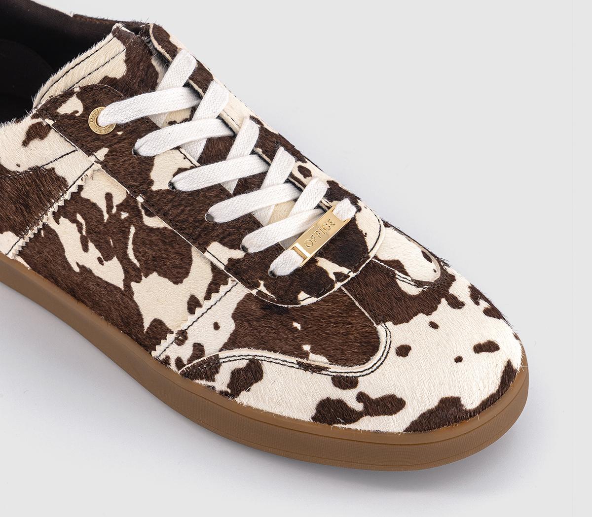 OFFICETruffle Lace Up Cup Sole Trainers OFFICETruffle Lace Up Cup Sole TrainersCow Print