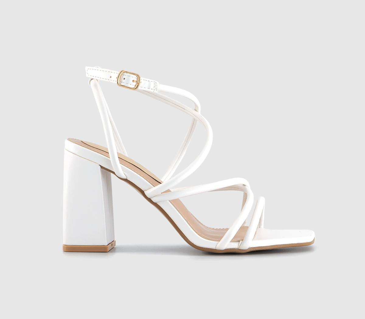 OFFICE Haya Multi Strap Block Heels White - High Heels