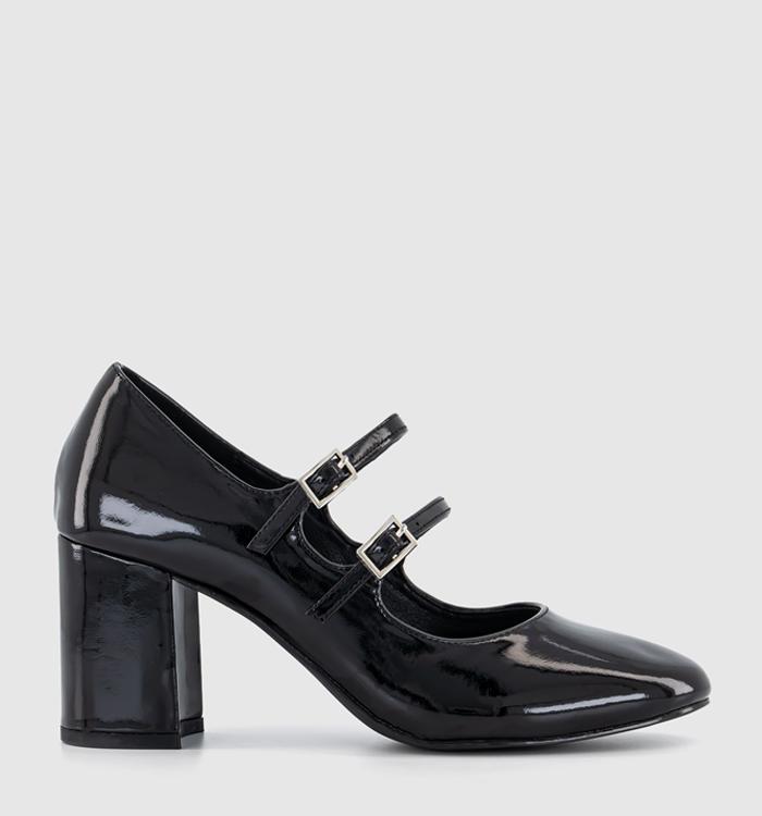 OFFICE Manage Double Strap Mary Janes Black Patent
