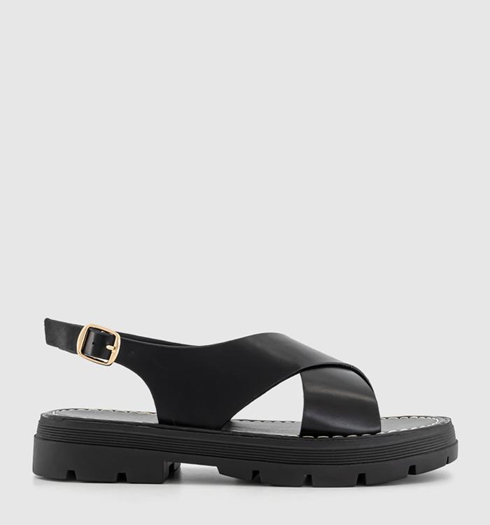 OFFICE Solo Cross Over Chunky Slingback Sandals Black