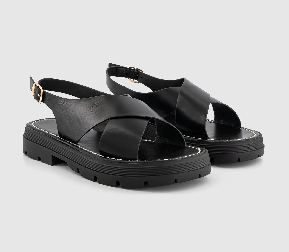 OFFICESolo Cross Over Chunky Slingback SandalsBlack