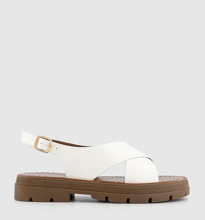 OFFICE Solo Cross Over Chunky Slingback Sandals White