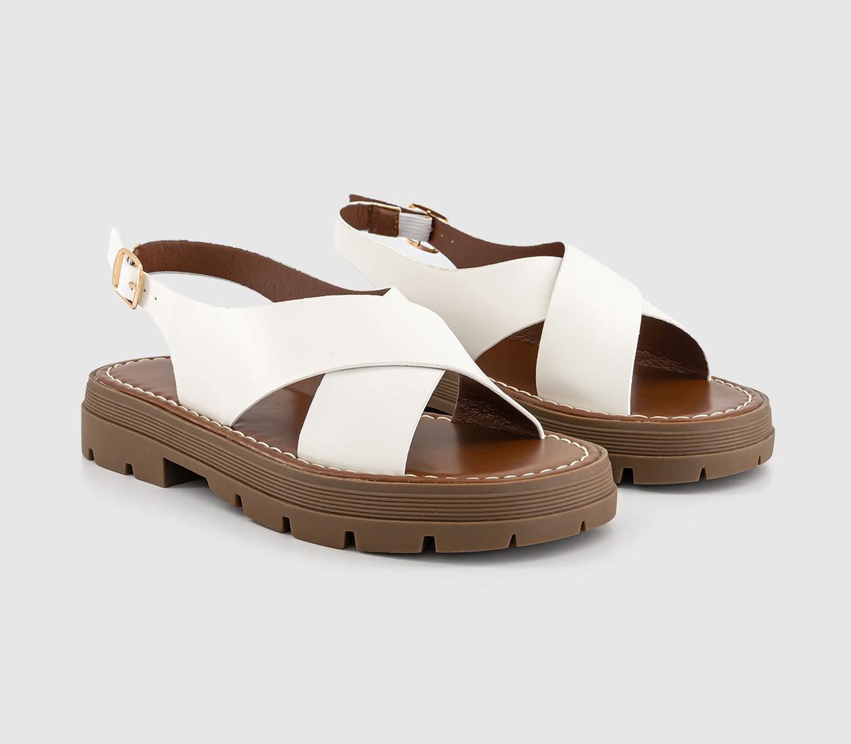 OFFICESolo Cross Over Chunky Slingback Sandals OFFICESolo Cross Over Chunky Slingback SandalsWhite
