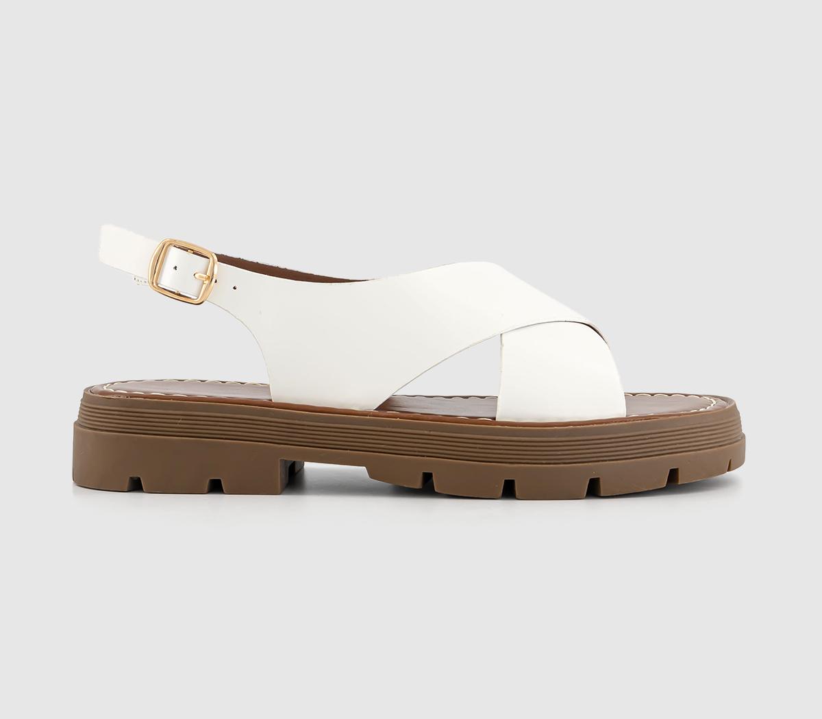 OFFICESolo Cross Over Chunky Slingback Sandals OFFICESolo Cross Over Chunky Slingback SandalsWhite