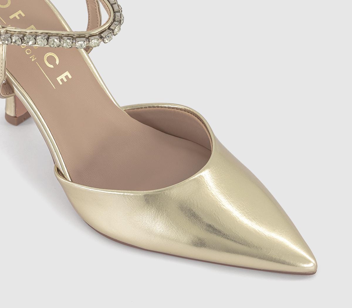 OFFICEHollywood Embellished Strap Court Heels OFFICEHollywood Embellished Strap Court HeelsGold