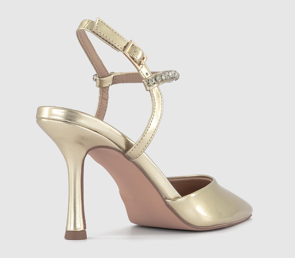 OFFICEHollywood Embellished Strap Court Heels OFFICEHollywood Embellished Strap Court HeelsGold