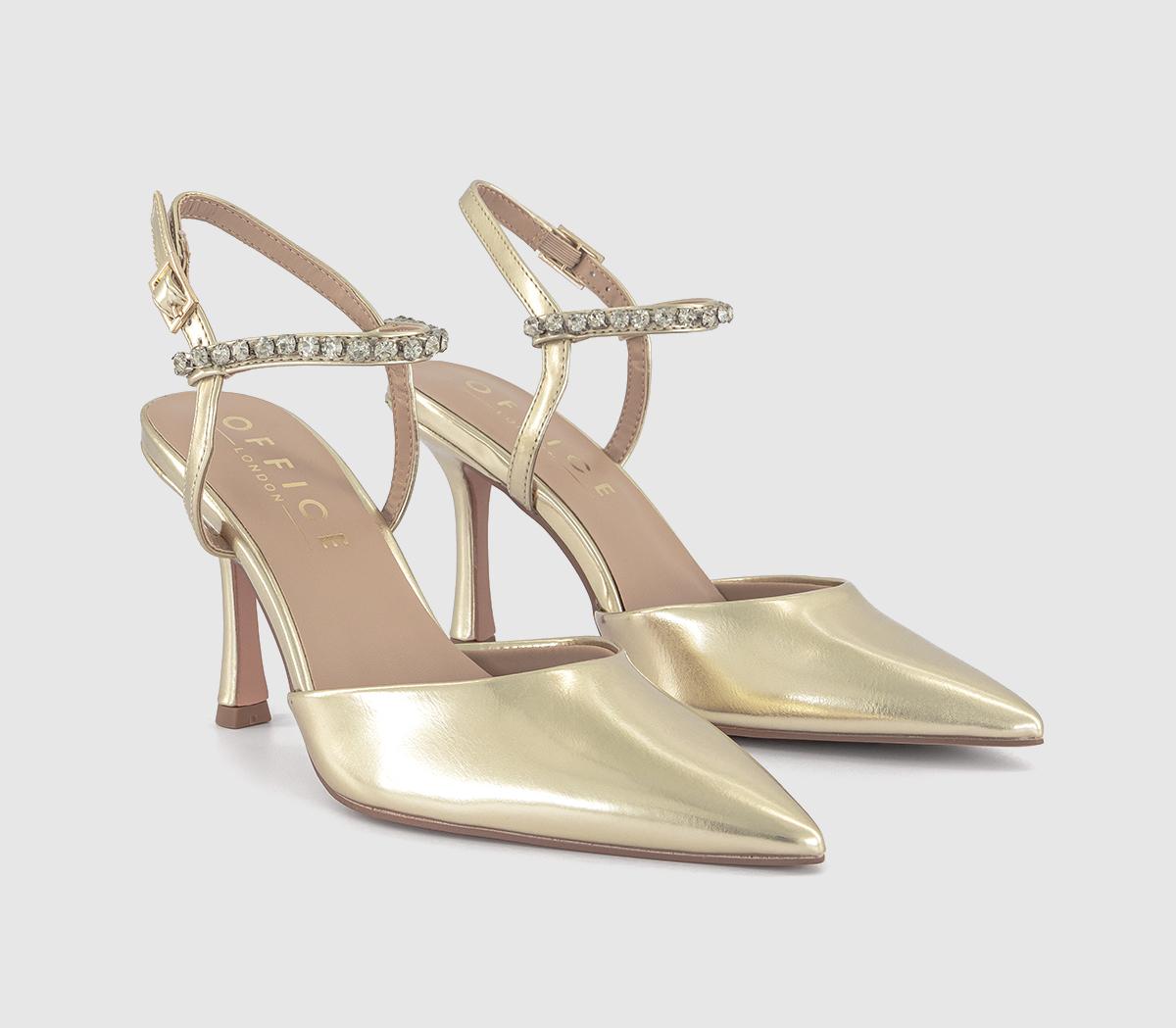 OFFICEHollywood Embellished Strap Court Heels OFFICEHollywood Embellished Strap Court HeelsGold