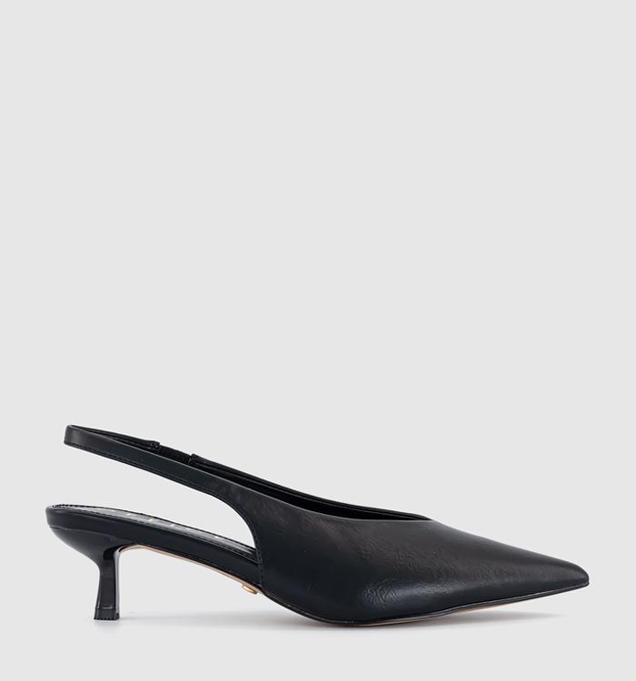 OFFICE Maggie High Vamp Slingback Kitten Heels Black