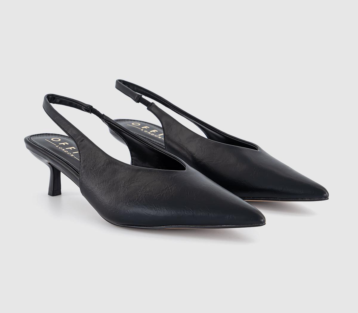 OFFICEMaggie High Vamp Slingback Kitten Heels OFFICEMaggie High Vamp Slingback Kitten HeelsBlack