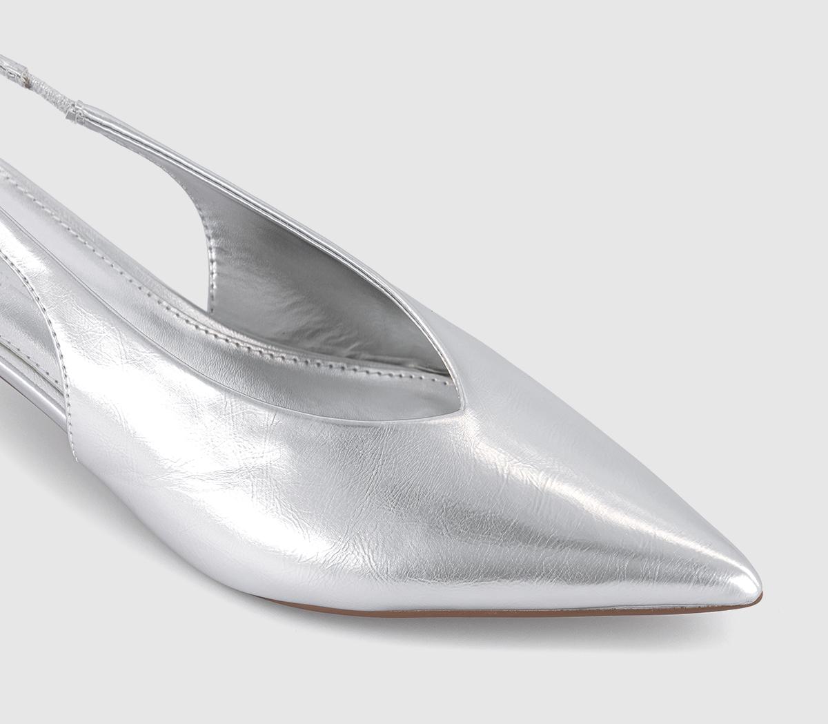 OFFICEMaggie High Vamp Slingback Kitten Heels OFFICEMaggie High Vamp Slingback Kitten HeelsSilver