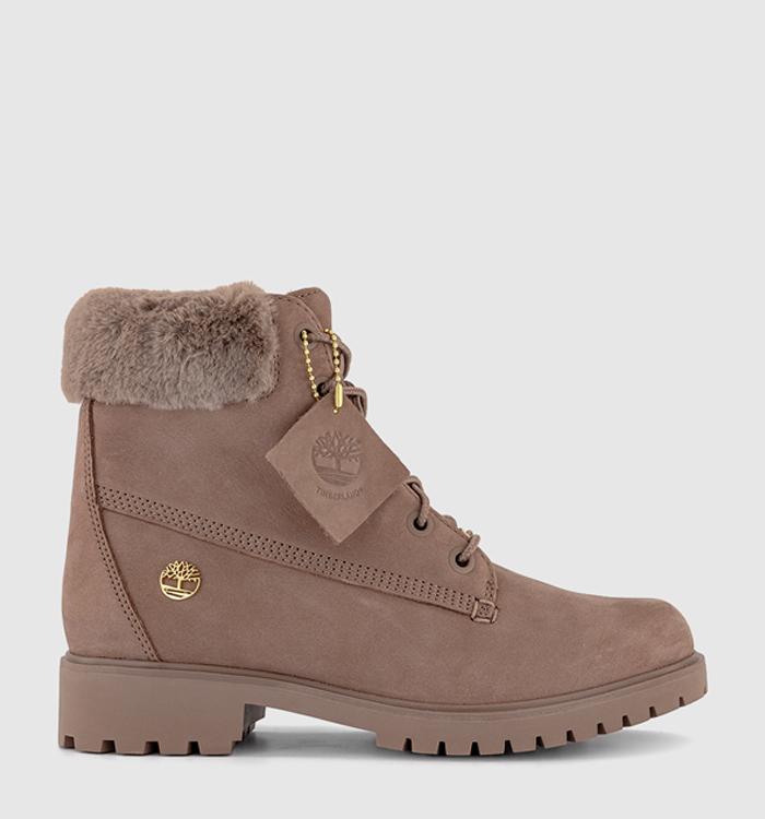 Timberland Lyonsdale Faux Fur Collar Boots Brownie Nubuck