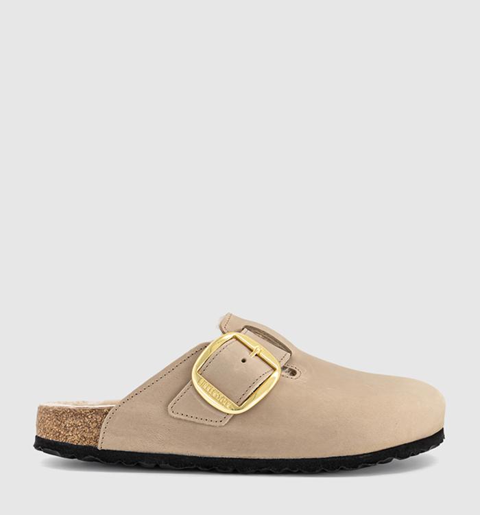 BIRKENSTOCK Boston Big Buckle Shearling Clogs Tobacco