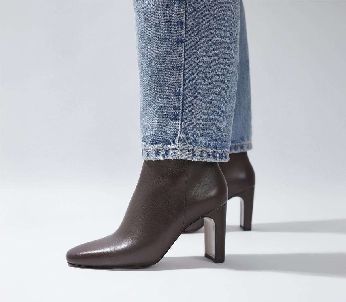 OFFICEAimee Slim Heel Ankle BootsChoc Leather