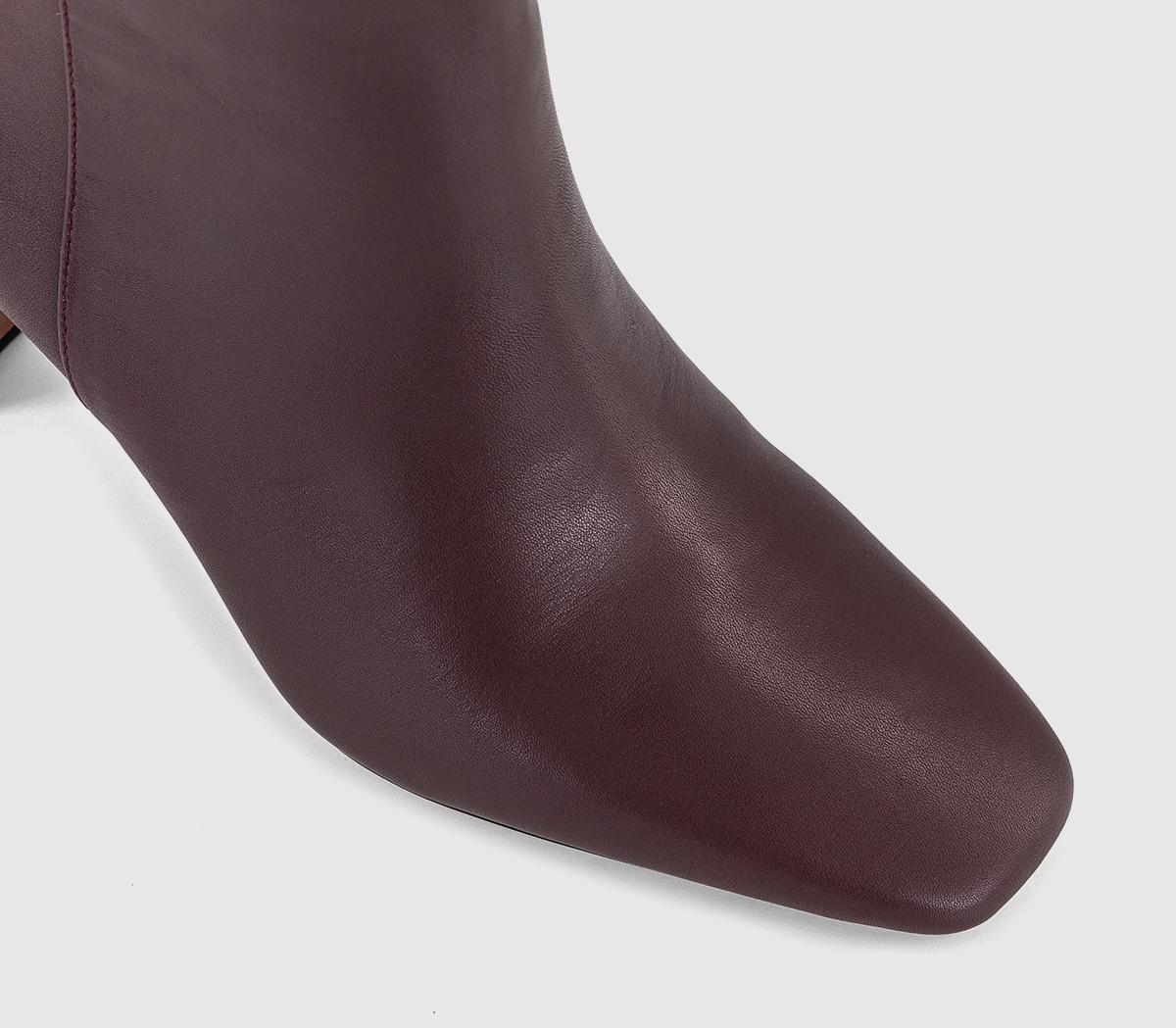 OFFICEAimee Slim Heel Ankle BootsBurgundy Leather