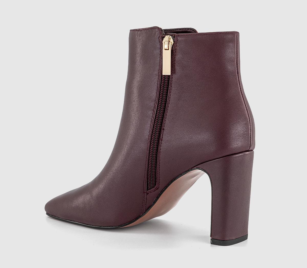 OFFICEAimee Slim Heel Ankle BootsBurgundy Leather