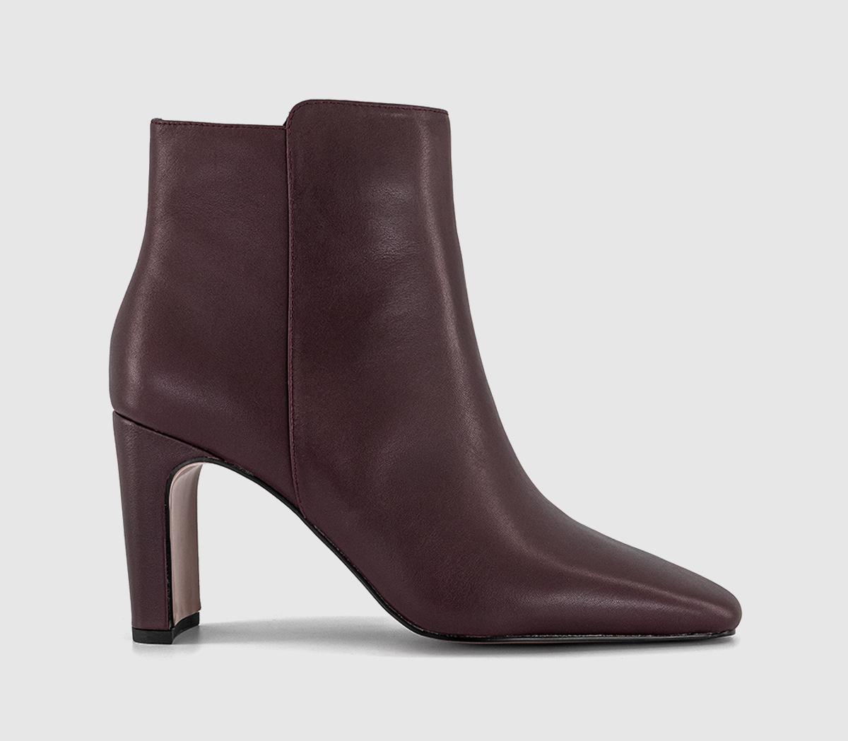 OFFICEAimee Slim Heel Ankle BootsBurgundy Leather