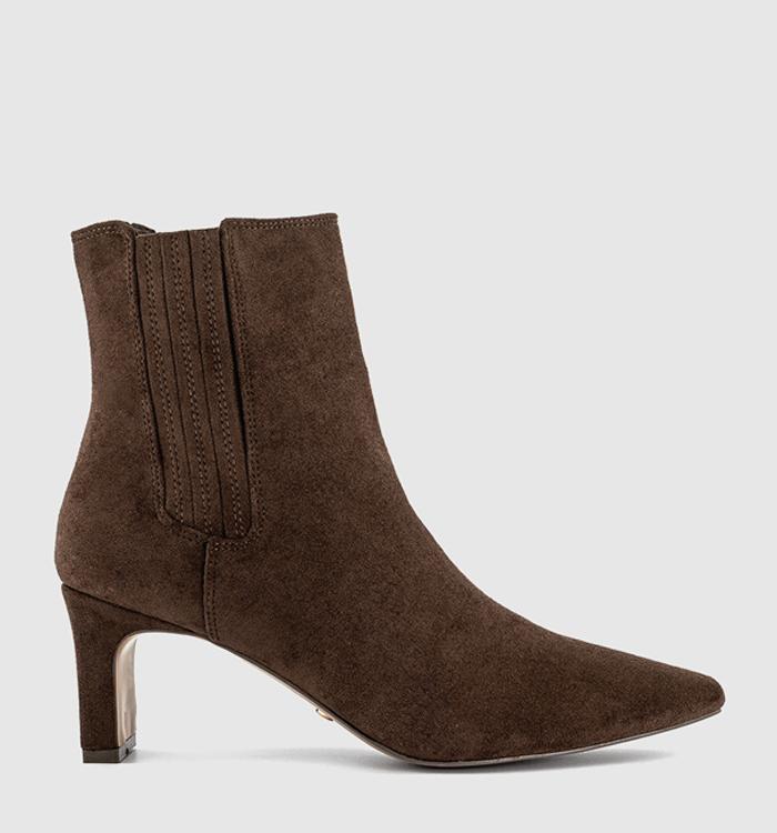 OFFICE Amaya Covered Chelsea Ankle Boots Brown Faux Suede