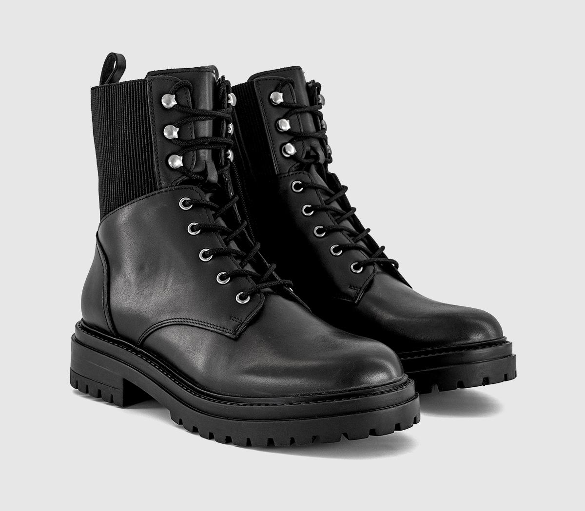 OFFICEAffirm Elastic Panel Lace Up BootsBlack Leather