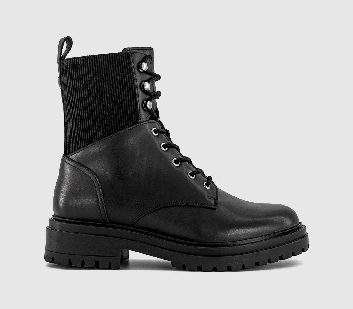 OFFICEAffirm Elastic Panel Lace Up BootsBlack Leather