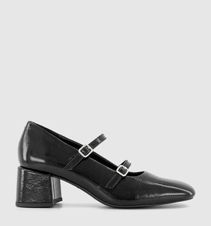 Vagabond Shoemakers Adison Double Strap Mary Jane Block Heels Black Patent