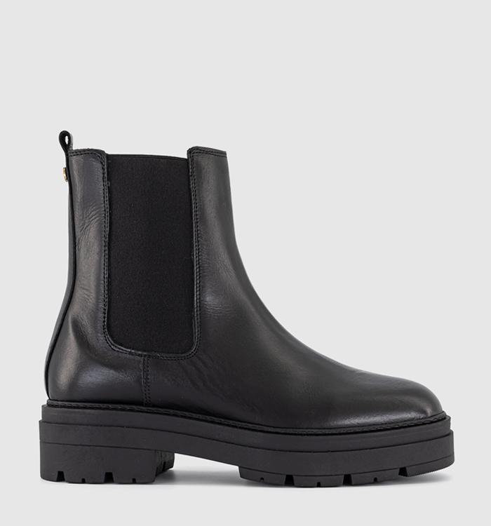 OFFICE Ace Cleat Sole Chelsea Boots Black Leather