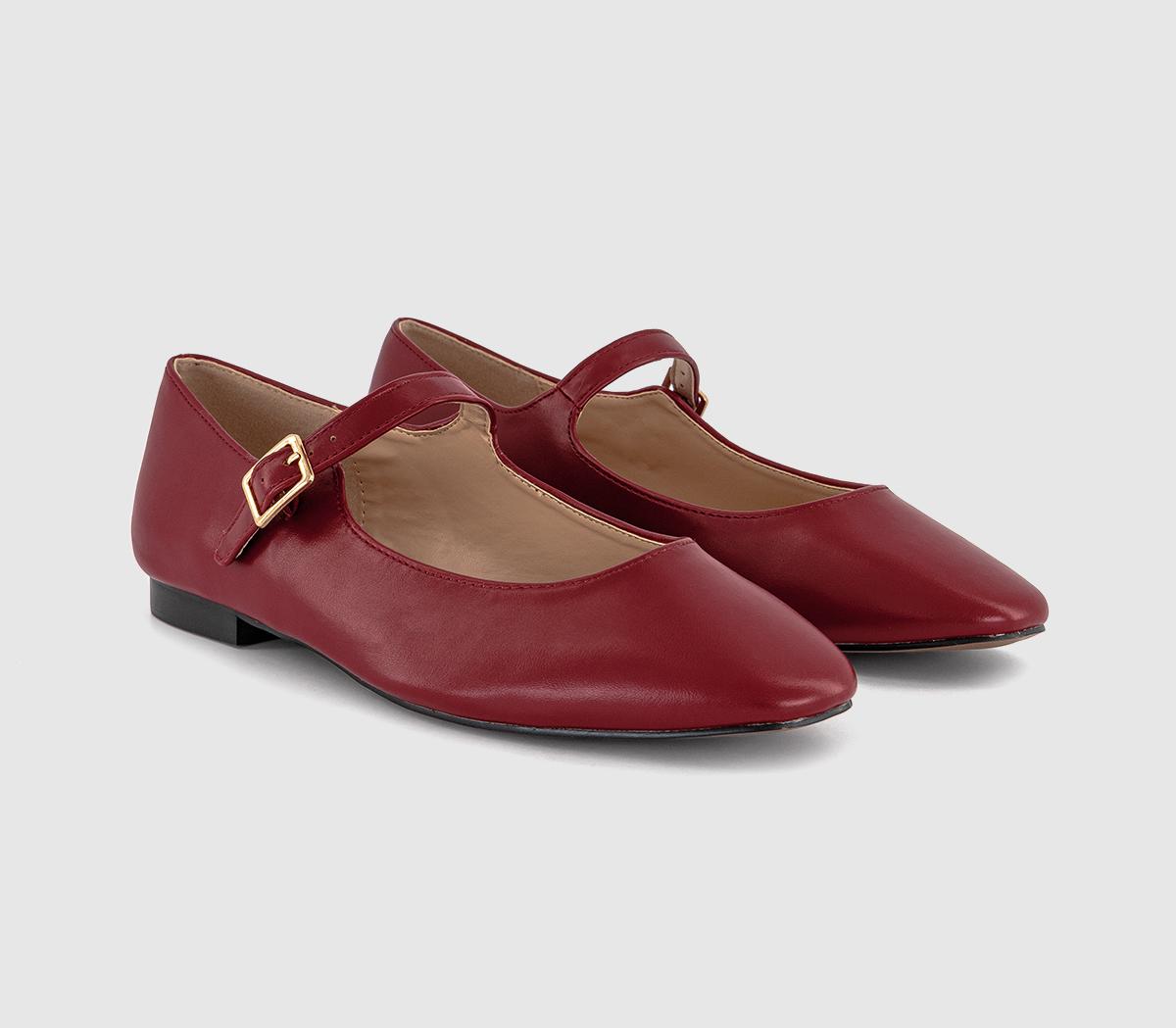 OFFICEFuschia Single Strap Mary Jane Ballet Flats OFFICEFuschia Single Strap Mary Jane Ballet FlatsRed