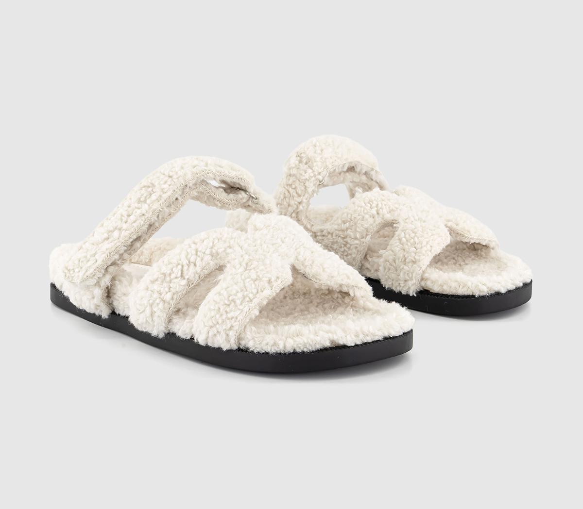 OFFICESuper Borg Cut Out Footbed SandalsOff White