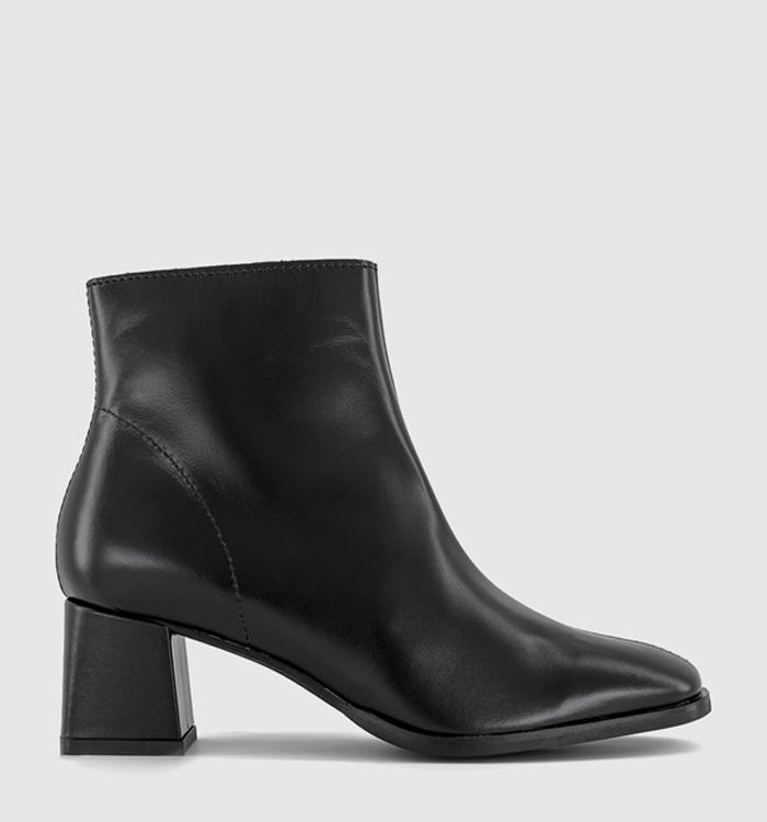 OFFICE Annie Smart Block Heel Boots Black Leather