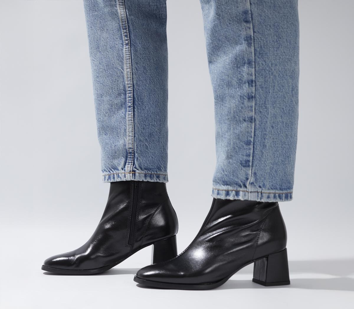OFFICEAnnie Smart Block Heel Boots OFFICEAnnie Smart Block Heel BootsBlack Leather