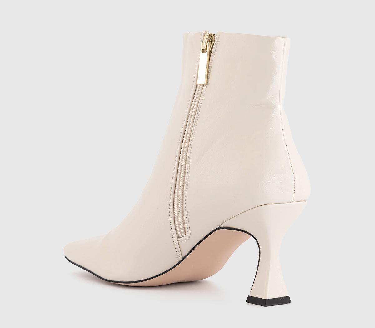 OFFICEAria Flared Heel Smart Boots OFFICEAria Flared Heel Smart BootsOff White Pu