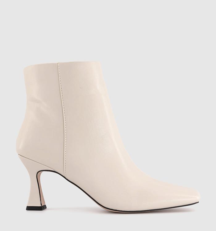 OFFICE Aria Flared Heel Smart Boots Off White Pu