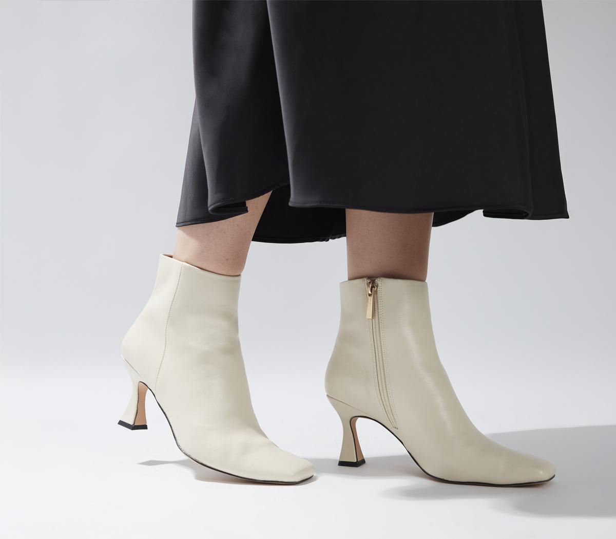OFFICEAria Flared Heel Smart Boots OFFICEAria Flared Heel Smart BootsOff White Pu