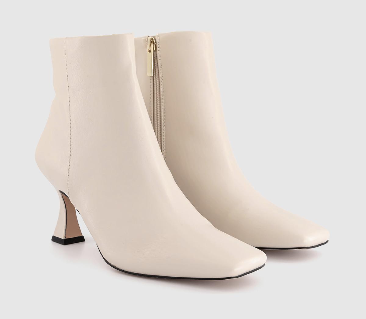 OFFICEAria Flared Heel Smart Boots OFFICEAria Flared Heel Smart BootsOff White Pu